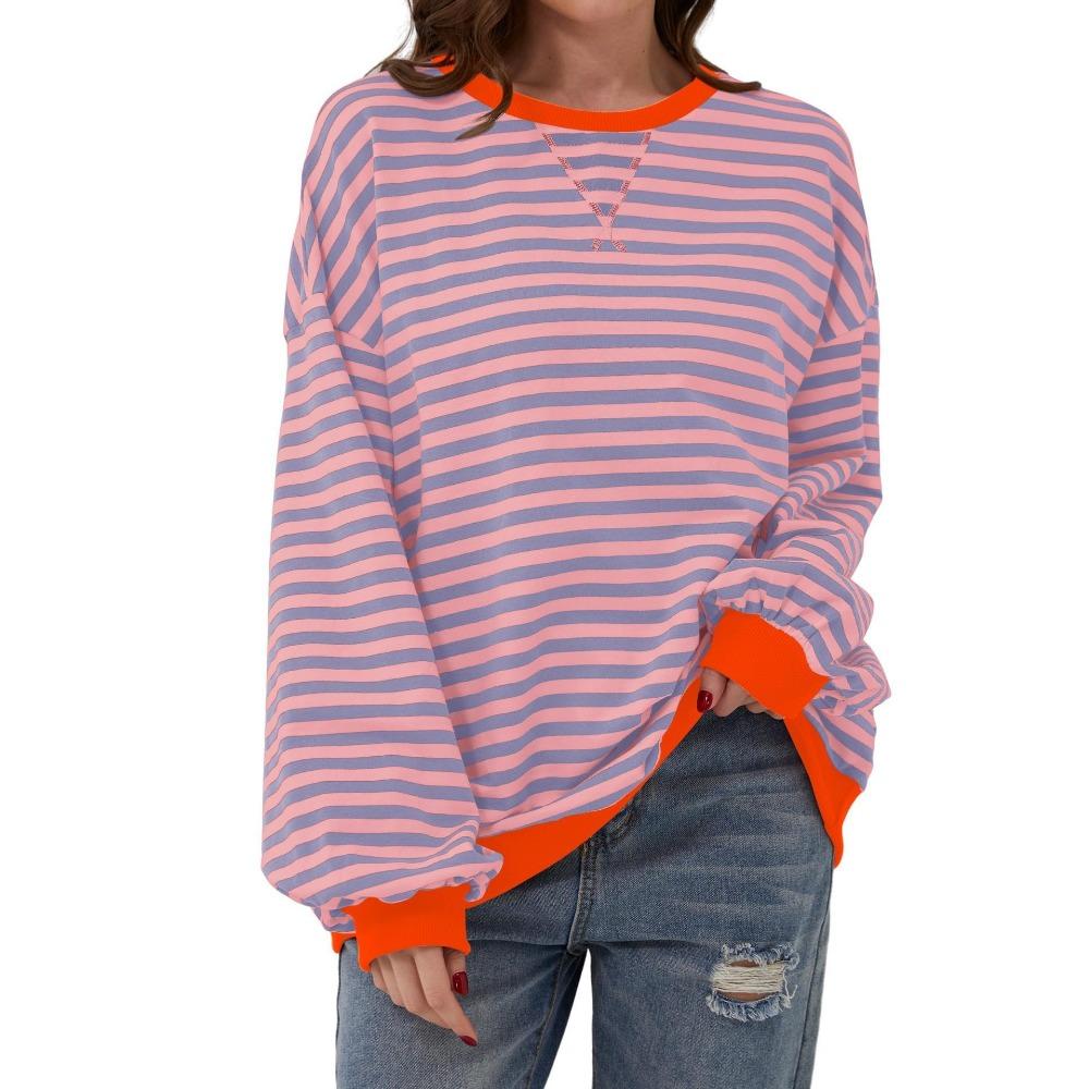 Autumn and Winter Loose and Simple Home Casual Striped T-shirt
