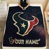 Custom Name Houston Texans Flannel Blanket, High quality Comfortable for All Seasons, Home Decor, Warmth and Comfort