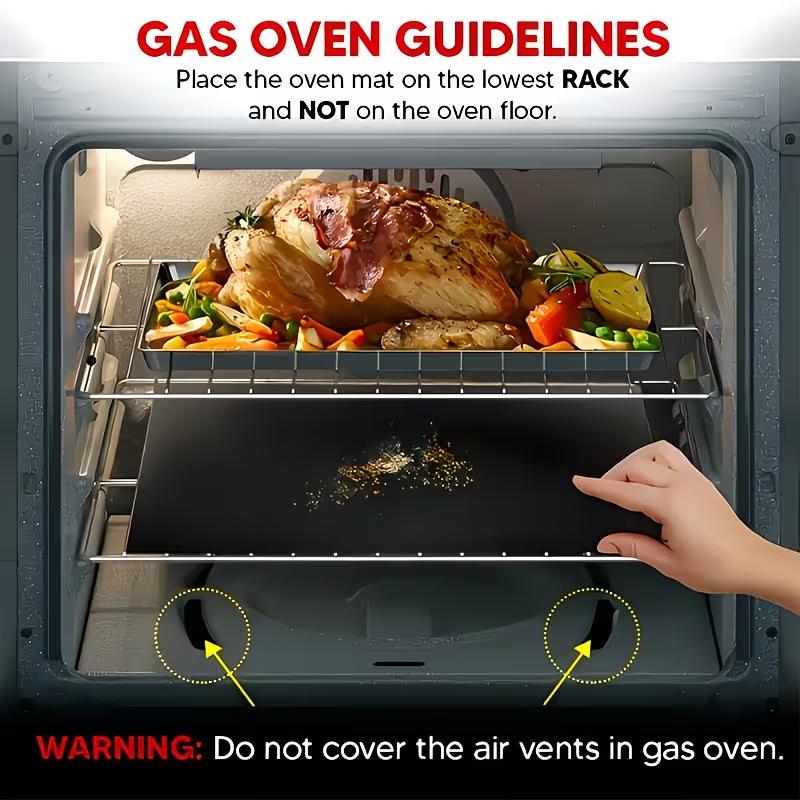 Reusable Non Stick Oven Liner Heavy Duty Oven Mat Kitchen Oven Protector Heat Resistant Baking Tray Liner Gas Oven Cooking Protection Mat