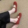 Leichter Mund rot einzelne Schuhe weiblich Frühling und Herbst neu Französisch retro sanfte Fee Wildleder Mary Jane Schuhe flache Mütze Schuhe