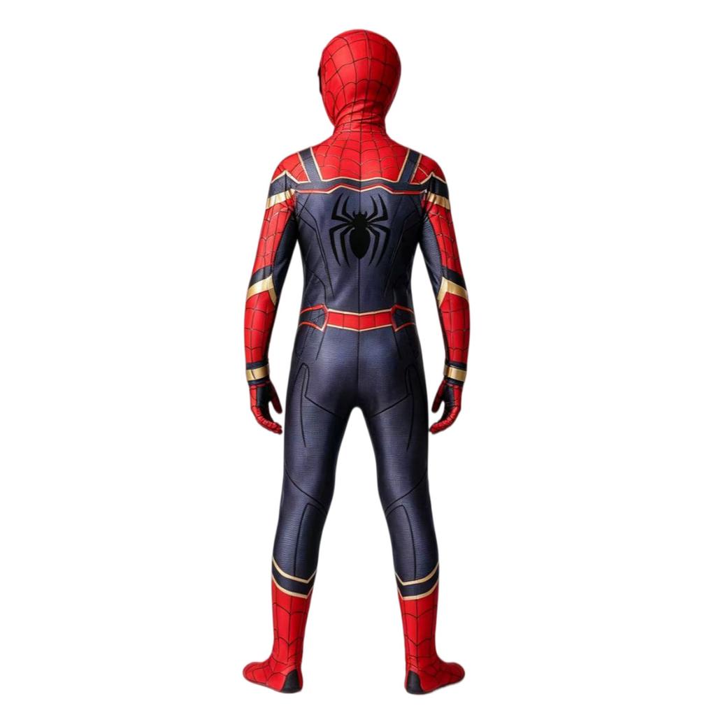 Halloween Iron Spider cos suit red, black and gold striped bodysuit adult and children hero costume