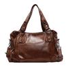 European & American Retro Solid Color PU Large Capacity Soft Leather Shoulder Tote