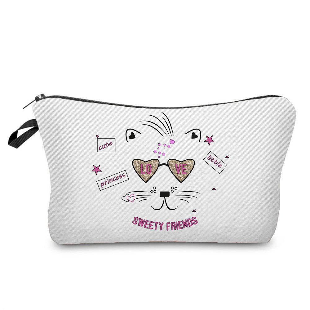 Women Cartoon English Alphabet Print Cosmetic Bag Toiletries Organize Travel Storage Case 6707 KTB