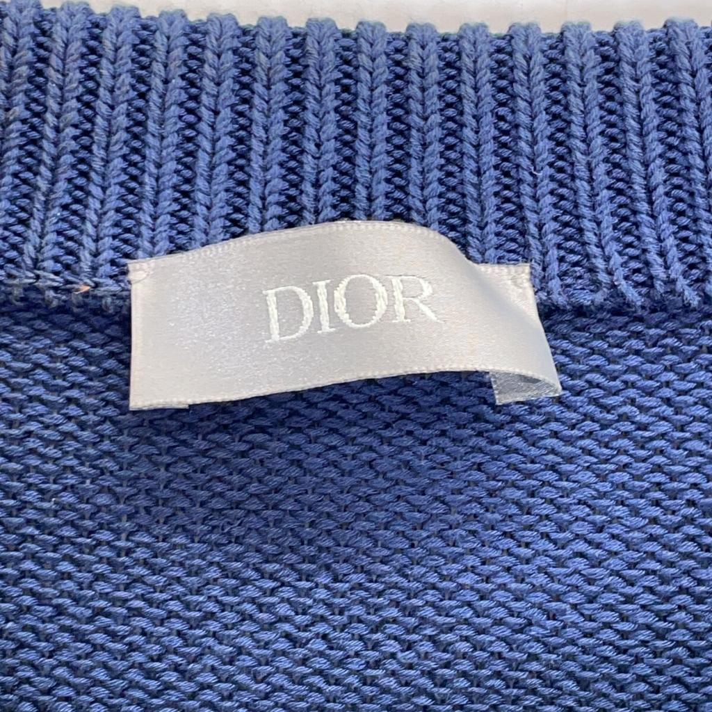 Dior [Domestic Regular] 943M672AT072 Oblique Line Crew Neck Knit Sweater/ Tops XS NavyUsed