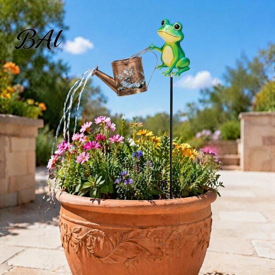 Garden Gift for Plant Lovers Solar Frog Stake Light, Watering Can Shadow Projection Lamp with Metal Landscape Lighting Waterfall LED, Outdoor