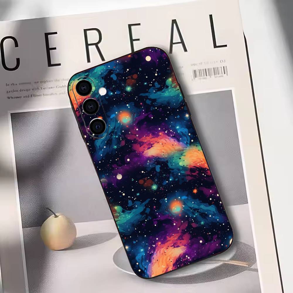 

Space Universe Galaxy Phone Case Black Silicone Soft For Samsung Galaxy A73,A72,A71,A70,A53,A52,A51 Samsung a22 5g