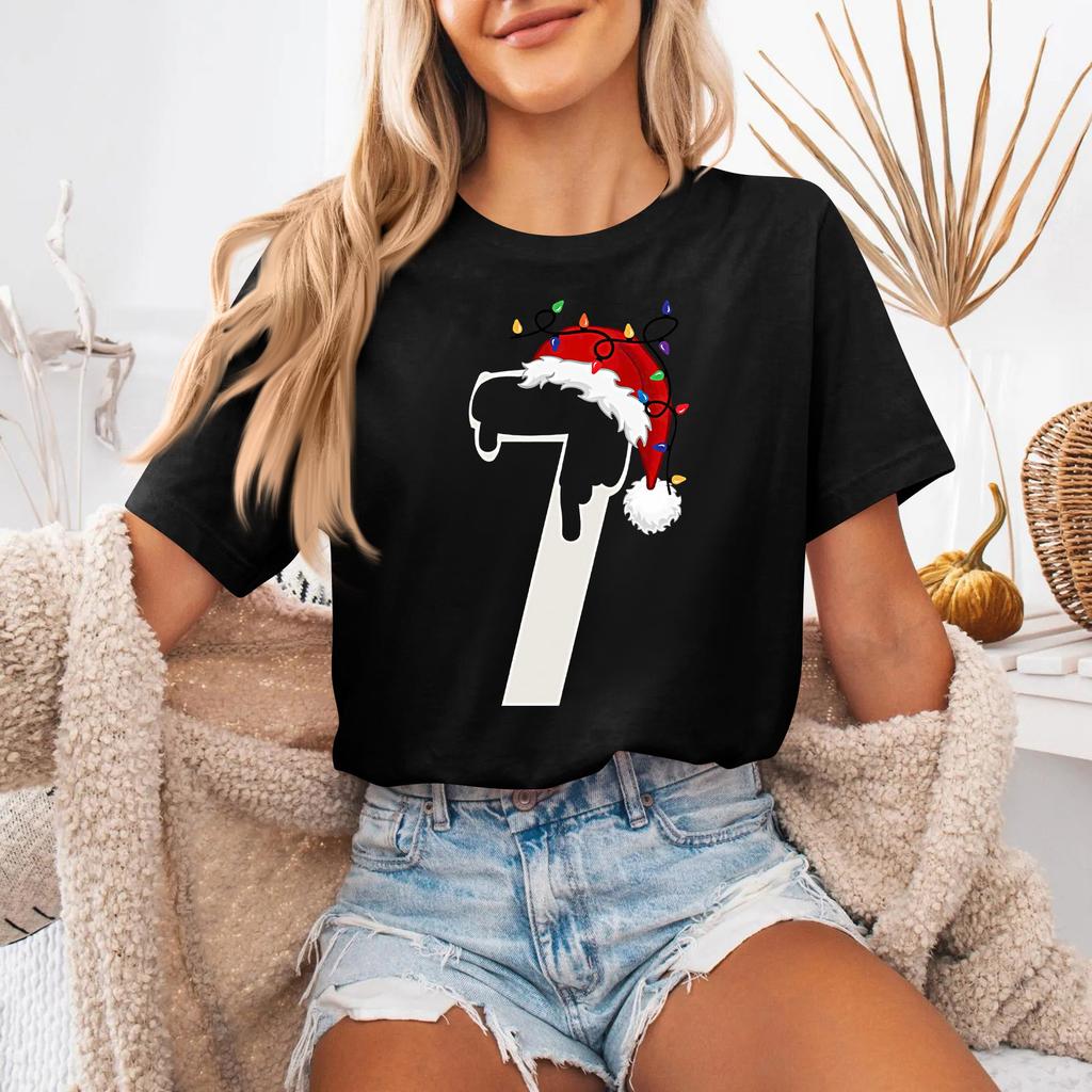 Camiseta de manga corta con cuello redondo y estampado de moda para mujer