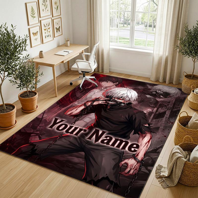 Personalized Crystal Velvet Carpet,Tokyo Ghoul Custom Printed Name, Plush Area Rug For Home Indoor Decor