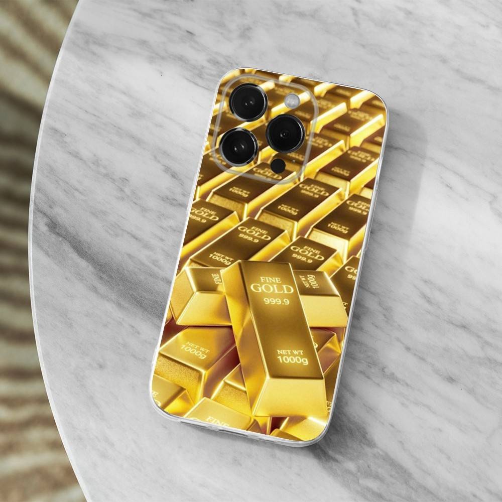 Cool Art Gold Precious Phone Case For iPhone,14,13,12,15,Pro,Max,Plus,11,17,16,X,XS,XR,SE,Mini Transparent Soft Cover