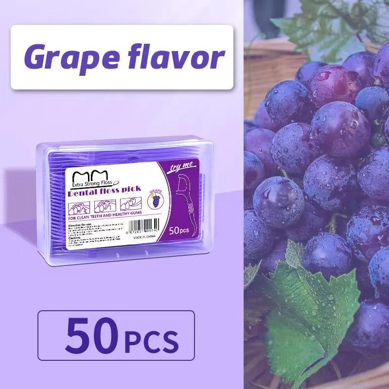 50-Pack Dental Floss Picks - Extra Fine, Fruit and Mint Flavored, High Tensile Strength