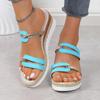 Women's Colorblock Trendy Sandals, Slip On Casual Summer Beach Slides, Non-slip Wedge Slides