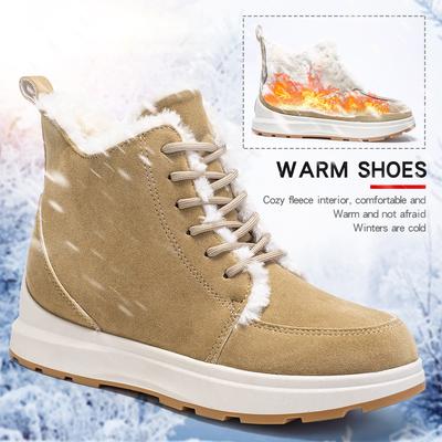 2023 New Snow Boots Casual Fleece Leather Lace-up Boots Warm Cotton Shoes Large Size