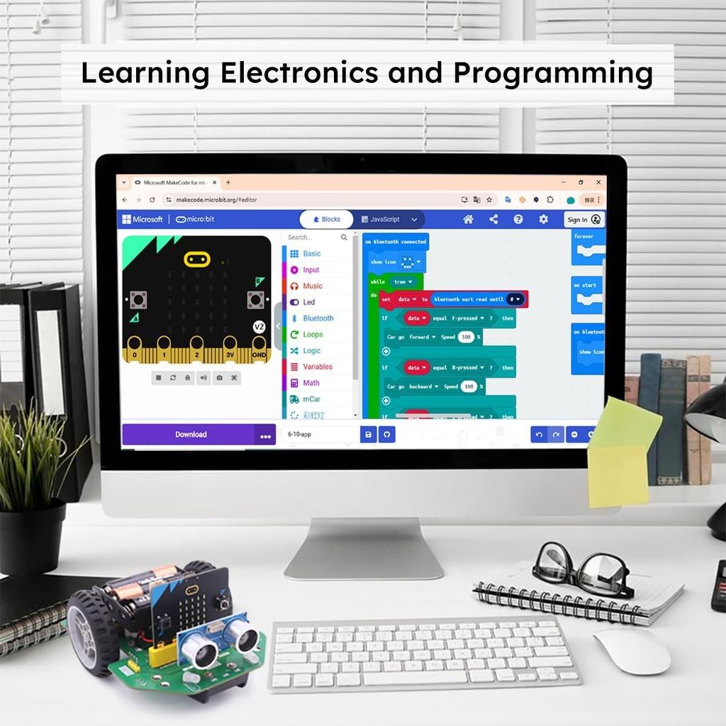 SIYEENOVE Smart Robot Car for Microbit V2 Smart Coding Car Robot Starter Kit with Japanese PDF Instruction Manual for Students and Programming STEM