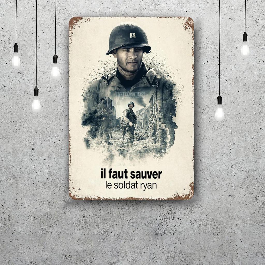 Saving Private Ryan Movie Decor Poster Vintage Tin Sign Metal Sign Decorative Plaque for Pub Bar Man Cave Club Wall Decoration