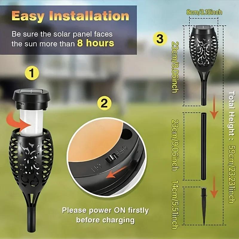 Solar Torch Flame Lamp Garden Flickering Flame Solar Torch Light Waterproof Outdoor Yard Lawn Light for Holiday Party Decoration