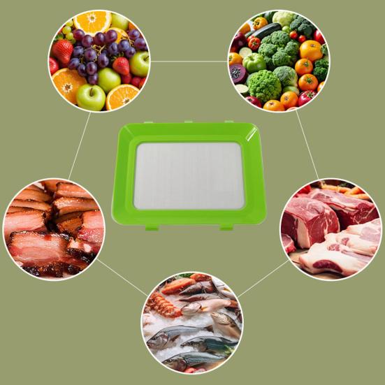 2Pcs Food Tray Stackable Design Food Preservation Tray with Stretch Cover Dishwasher