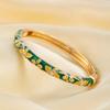 Exquisite Painting Enamel Flower Bangle Lightweight Metal Rhinestone Thin Bracelet  Beach Vacation