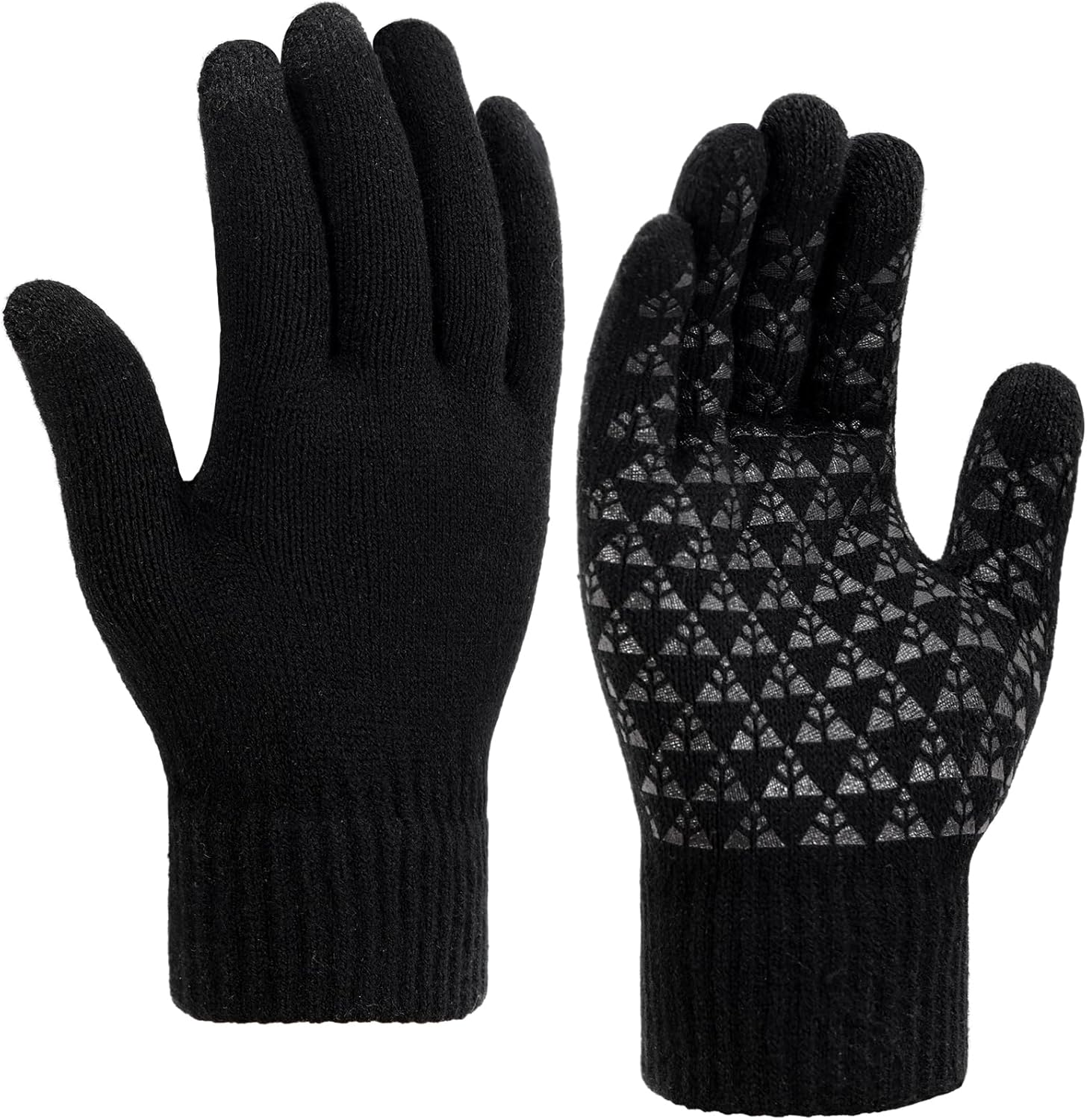 Winter Knitted Gloves Thermal Windproof Plush Warm Touchscreen Non Slip Bicycle Motorcycle Outdoor Sport Gloves чёрный
