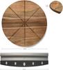 Pies Cake Cheese Round Serving 13.5" Acacia Wooden Board Stainless Steel Slicer Grill Pizza Knife Slicer Cutter Gift Set