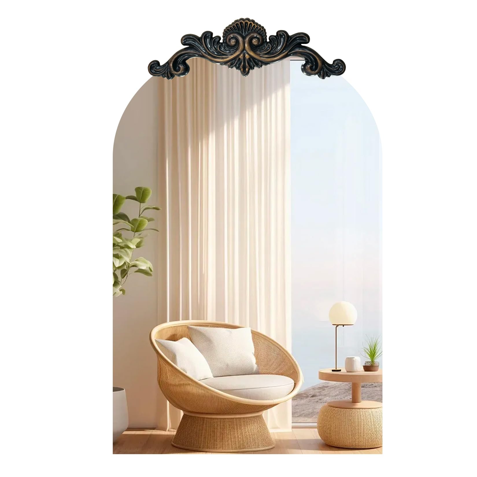 

Зеркало настенное подвесное Арка Стиль рококо Стильное Вход Большое Украшение Туалет Антикварное настенное зеркало Туалетный столик Макияж Салон красоты Умывальник серебряный