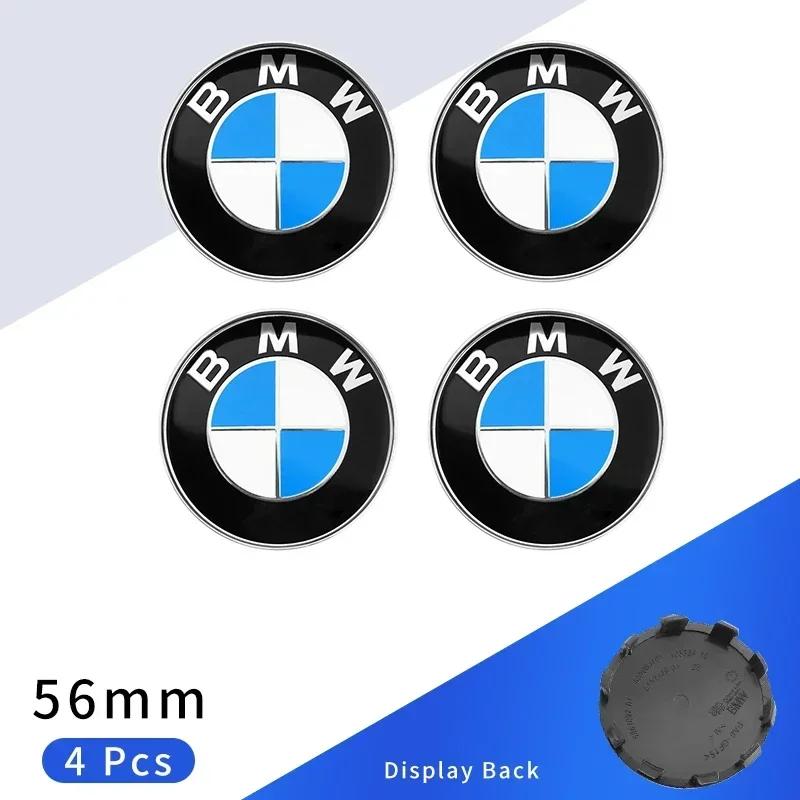 4 szt. 56 mm nakładki na piastę koła samochodowego z logo i emblematem na felgi BMW E46 E38 E60 E90 E93 F20 F30 X3 X5 niebieski biały czarny rocznica