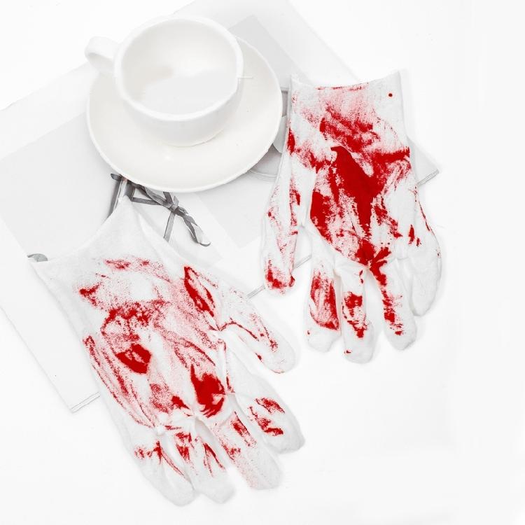 Ghostly Halloween Cosplay Bloodstain Print Gloves for Bone Chilling Style