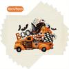 4/ 6pcs Happy Halloween Plaid Polka-Dot Pumpkin Truck Bat Spider Halloween Placemats 12x18 Inch Table Mats for Kitchen Dining Party Home Decor