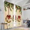 2pcs,2D Plane Printing Curtains Christmas Ornaments Holly Bows (2) Versatile Durable Polyester (without Rod) All Seasons Perfect