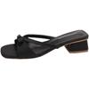2025 summer new fashionable versatile gentle bow square head open-toed sandals women's soft sole simple wedge heel slippers