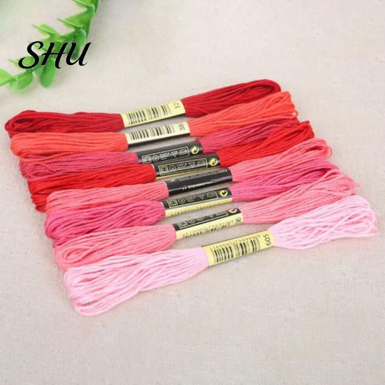 Colorful Thread 8Pcs 7.5m Cross Stitch Embroidery Cotton Skein DIY Craft Sewing Skeins for