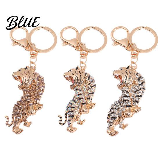 Multi-functional Keychain Pendant Sparkling Rhinestones Zodiac Tiger Shape Charm Key