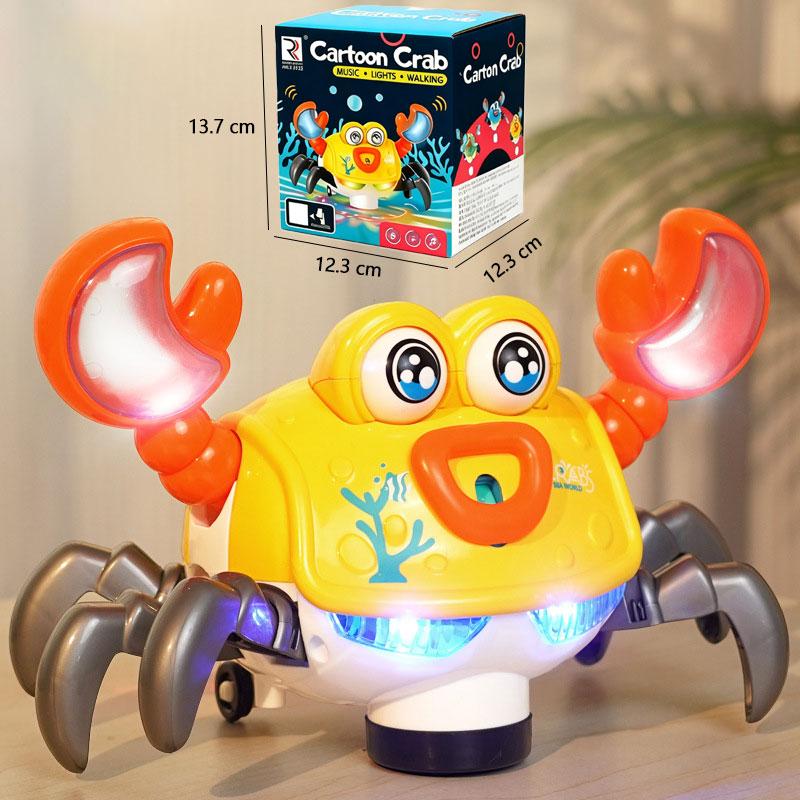 Elektrisches Omnidirektionales Cartoon Krabbenspielzeug für Babys mit LED-Lichtern Musik Bionische Bewegungen Pädagogisches Spaßgeschenk