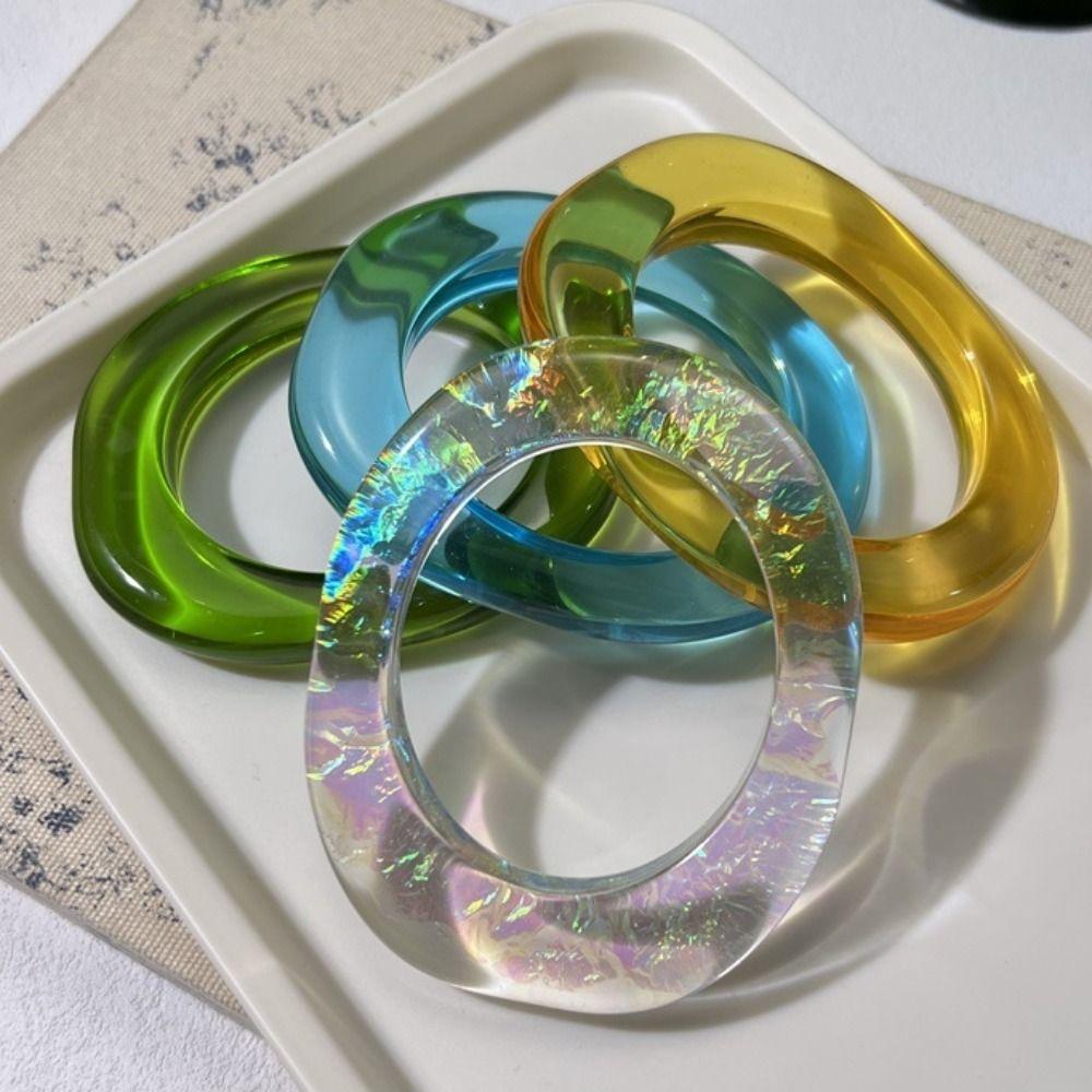Geometry Transparent Bangle Shining Chunky Bracelets Temperament Women Hand Ring  Daily