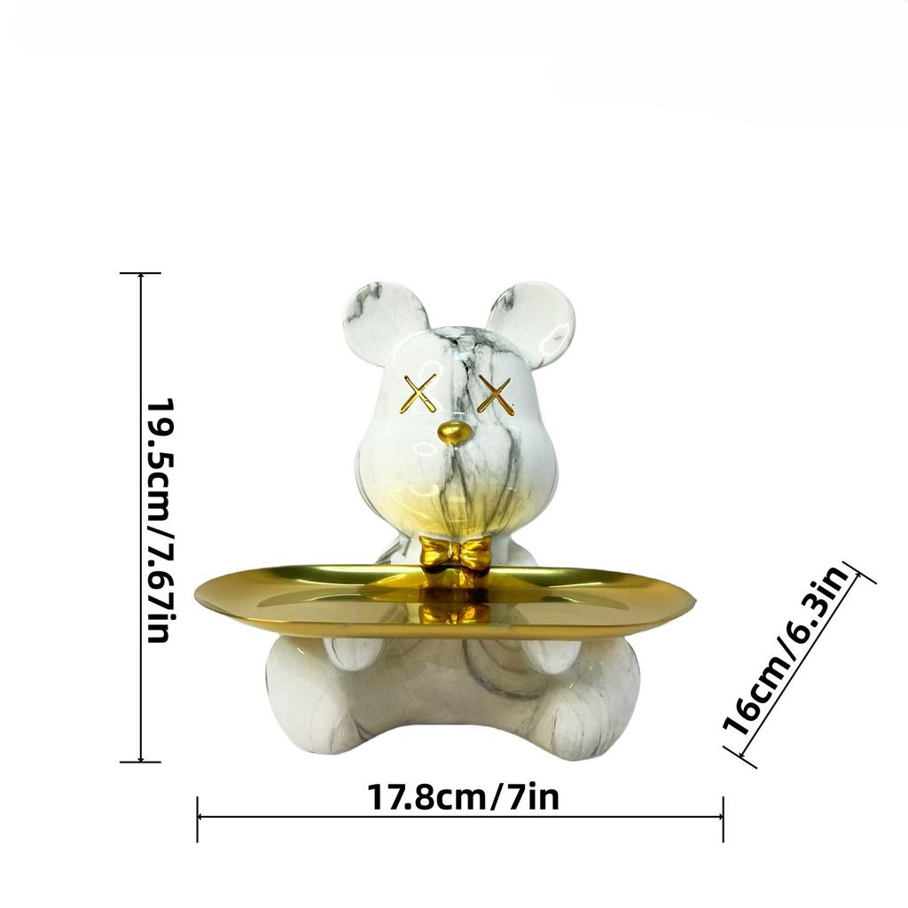 Trendy Colorful Graffiti Bear Abstract Resin Storage Statue Cute Doodle Animal Organizer Desk Holder for Home Office Ornaments