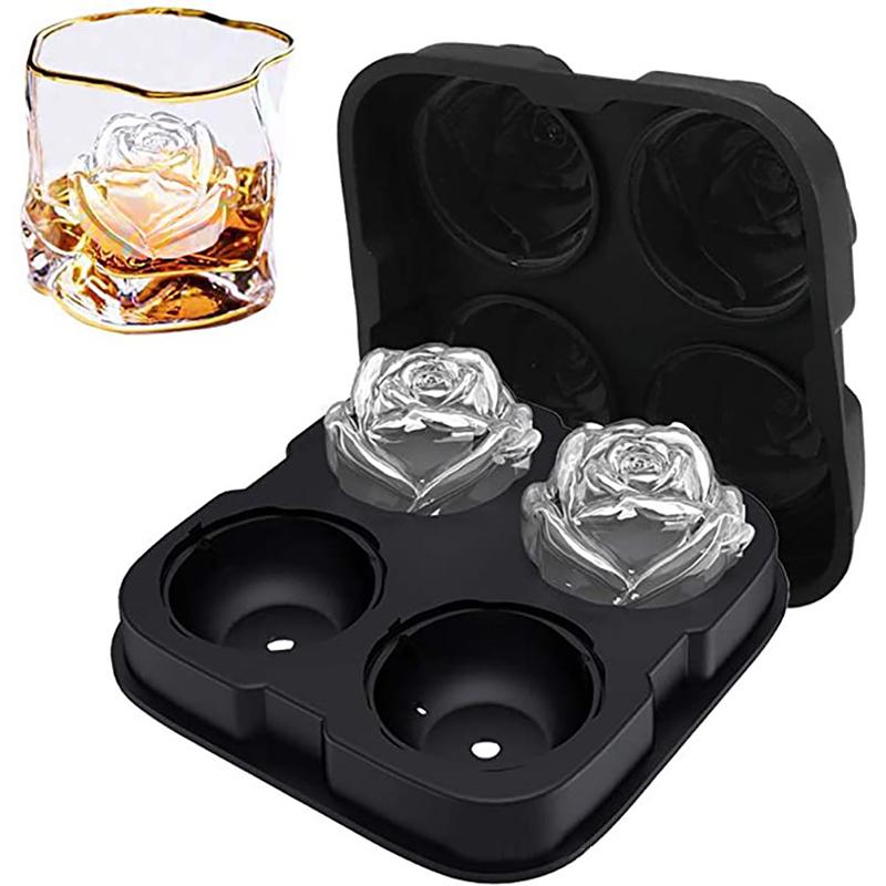 3D Ice Cube Tray Silicone Rose shape Ice Mold Refrigerator DIY Moulds Ice Ball Maker Whiskey Cocktail Ice Stencil Kitchen Tools