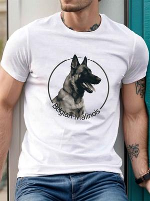 Belgian Malinois Side Print Tshirt for Unisex Casual Loose and Versatile Pure Cotton Shortsleeved Machine Washable