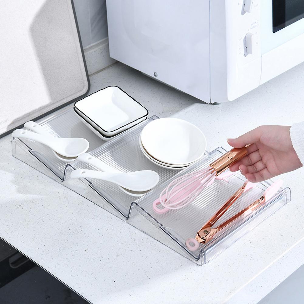 Kitchen Spice Organizer Adjustable Telescopic Spice Rack Organizer Easy-to-clean Reusable Kitchen Drawer Solution with 3 Tier