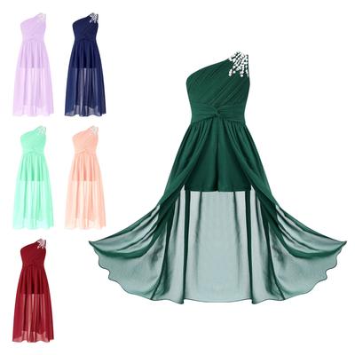 Mädchen-Festzug-Junior-Brautjungfernkleid, einschultriges, ärmelloses Blumenmädchenkleid für Kinder, Prinzessin, Hochzeit, formelle Party-Abschlussballkleider
