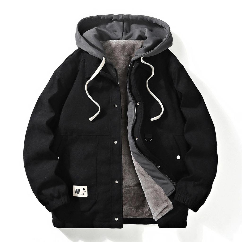 Spring and Autumn New Jacket Hooded Fake Two-piece Trendy Loose Casual Jacket Workwear Couple Fashion Jacket Men