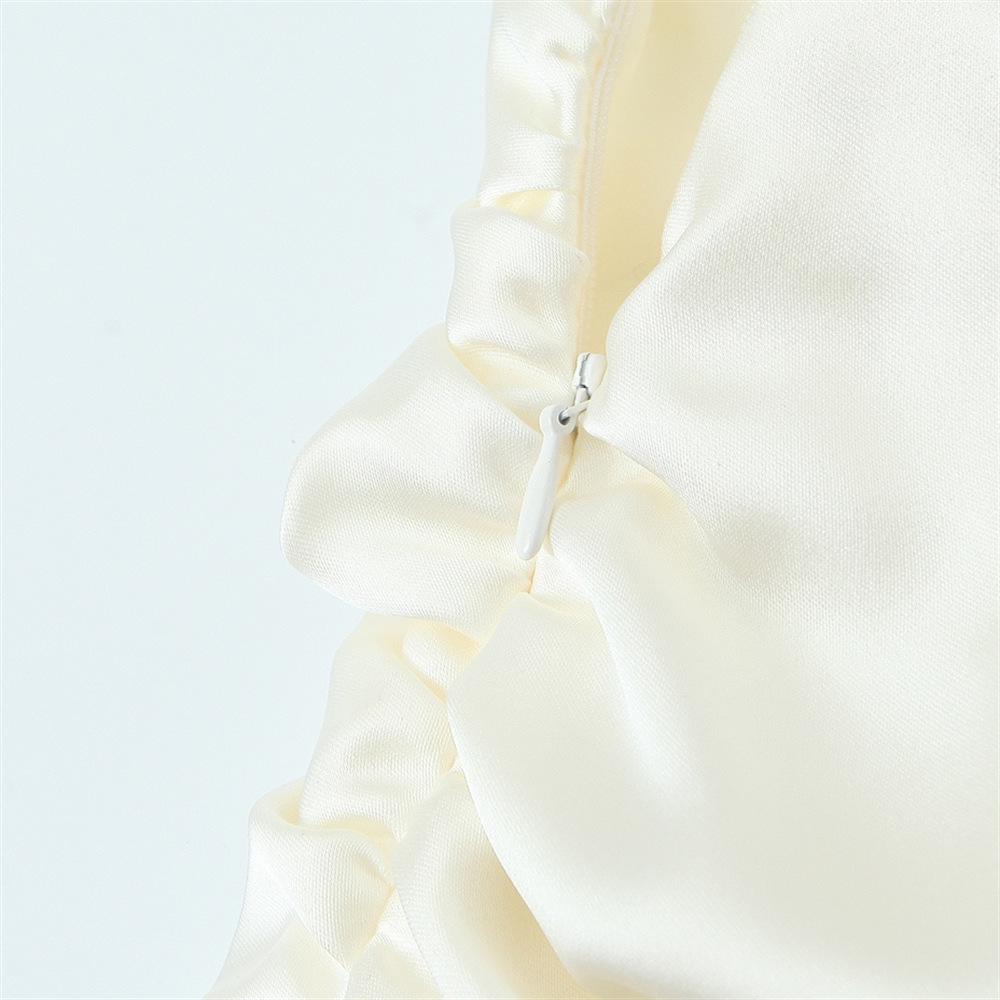 2025 Spring New Women's Slim Sexy Silk Satin Spaghetti Strap Dress with Hollow Design