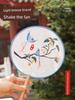 Embroidery Fan Set, Handmade DIY Material Kit, Ancient Style Hanfu Long-Handled Round Fan, Palace Fan, Cute Cartoon Fan