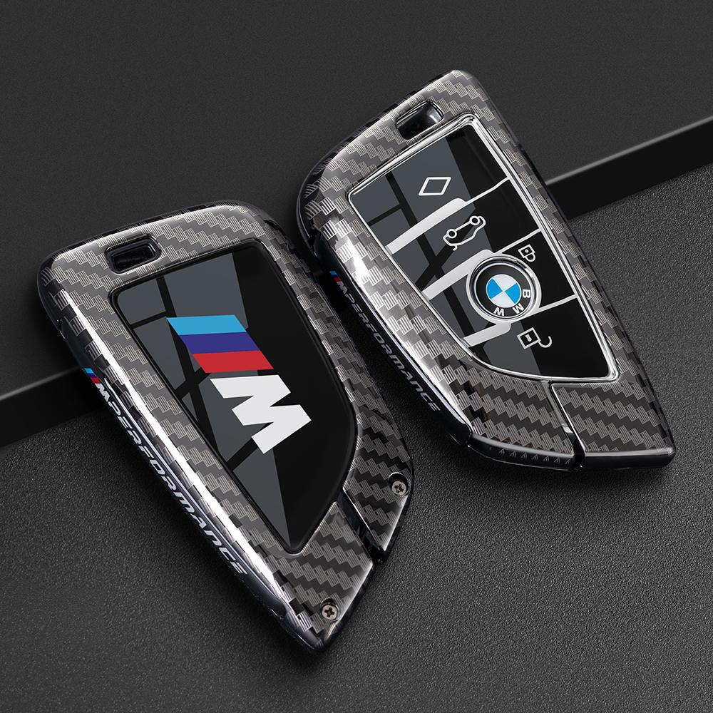 AABS1 Carbon fiber Car Key Case Cover Protect Shell For BMW 1 2 3 4 5 6 7 Series X1 X3 X4 X5 X6 X7 F20 G20 G30 G05 G11 F15 F16 G01 G02