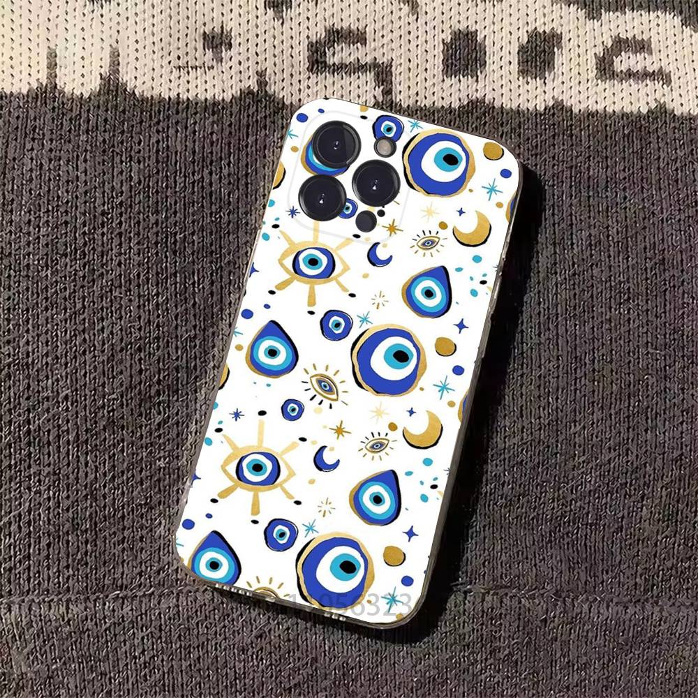Lucky Eye Blue Evil Eye Print Phone Case for iPhone 11Pro 13 12 11 Pro Max 16e 17 Air 16 15 14 Plus 11ProMax