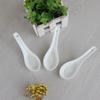 Pure White Ceramic Flat-Bottom Soup Spoons, Set of 10