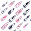 European & American Long Pointed 3D Silver Smudged Fake Nails - Popular Cross-Border Nail Art