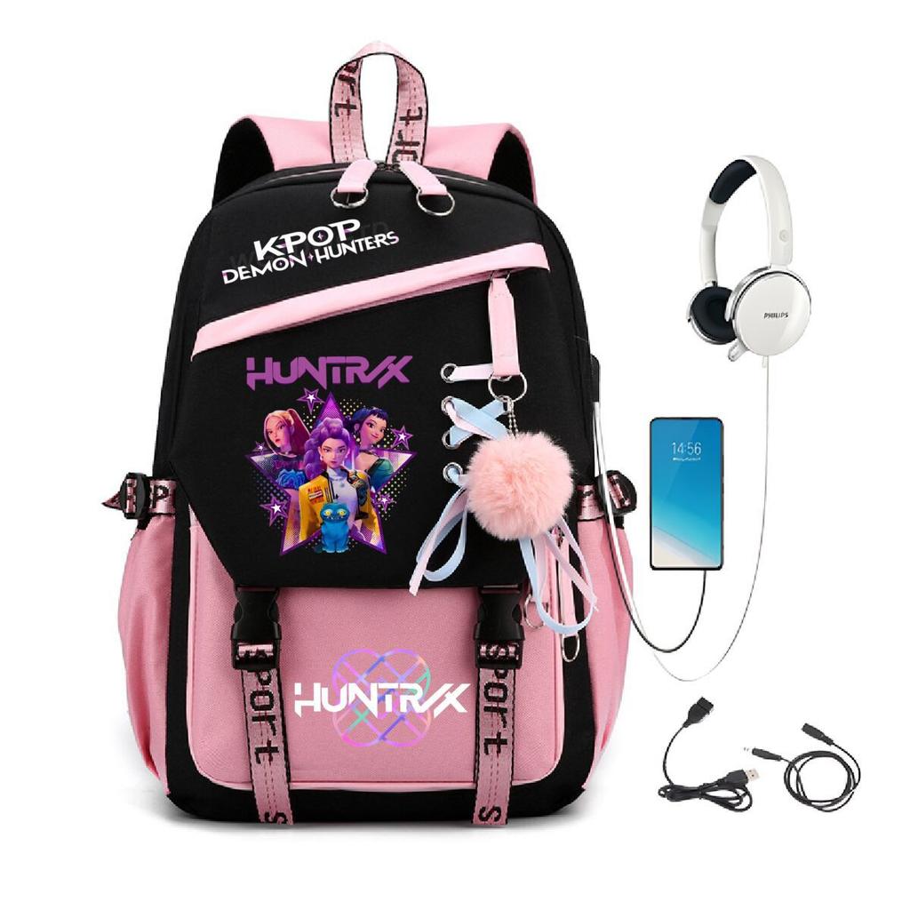 College style ins trend witch hunter Korean version USB multi-function backpack large capacity student bag