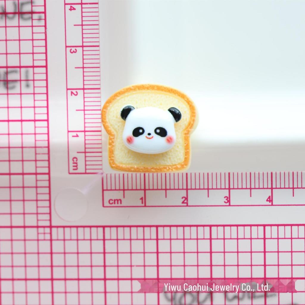 Panda Bread Toast DIY Cream Glue Cartoon Food Resin Jewelry Accessories