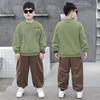 Boys' Plus-Size Sweatshirt & Sweatpants Set - Trendy Two-Piece for Spring & Autumn