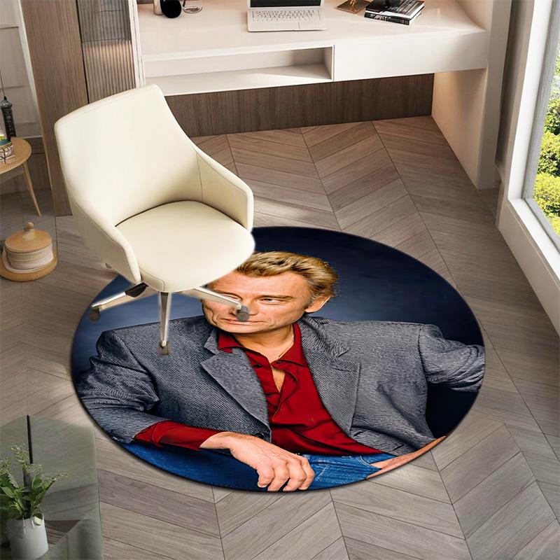 French legendary rock singer and actor Johnny Hallyday Round Carpet Soft Home Decoration Corridor Table and Chair Anti slip Outdoor Floor Mat rug H1