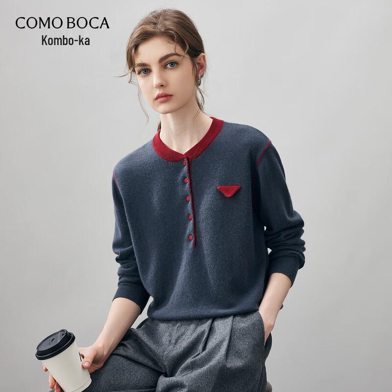 

Komeng Boca Women s Baseball Collar Cashmere Sweater XL